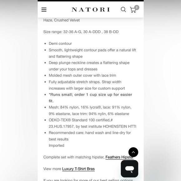 NATORI Feathers plunge T-Shirt bra. NWOT - Picture 4 of 5